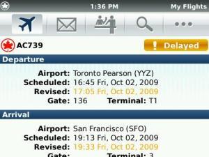 Air Canada application for BlackBerry