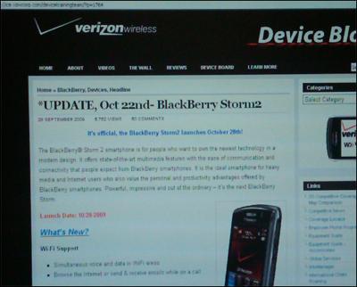 BlackBerry Storm 2 Verizon systems