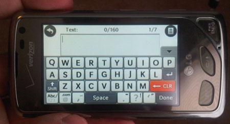 LG Chocolate Touch QWERTY keyboard