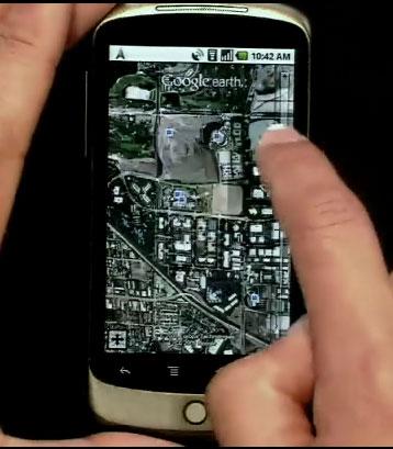 Nexus One showing Google Earth