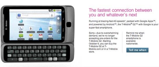 T-Mobile G2 pre-orders