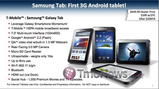 T-Mobile Samsung Galaxy Tab price