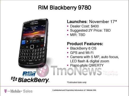 T-Mobile BlackBerry Bold 9780