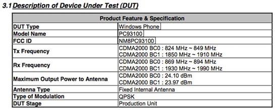 HTC 7 Pro Sprint FCC