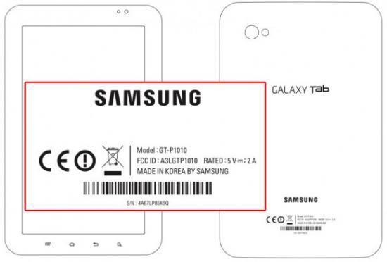 Samsung Galaxy Tab WiFi-only FCC