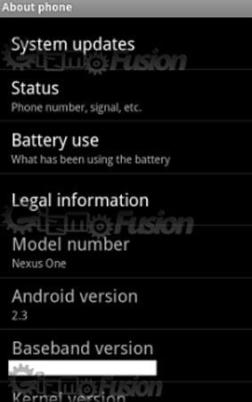Android 2.3 Gingerbread About Phone