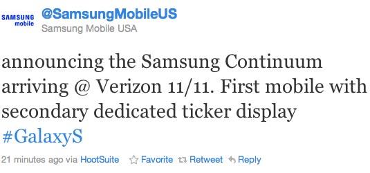 Samsung Continuum official tweet