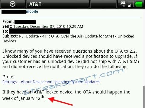 Dell Streak AT&T Android 2.2