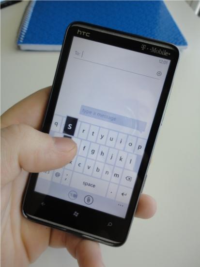 HTC HD7 with it's awesome on screen portrait QWERTY keyboard