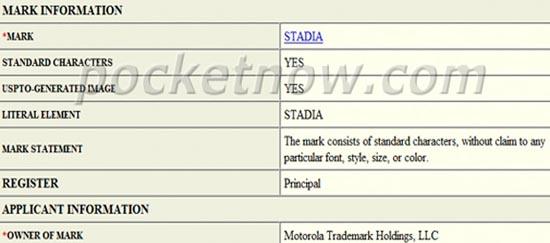 Motorola Stadia trademark