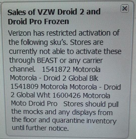 DROID activations restricted