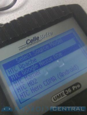 CelleBrite machines Nexus One