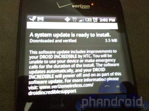 DROID Incredible update