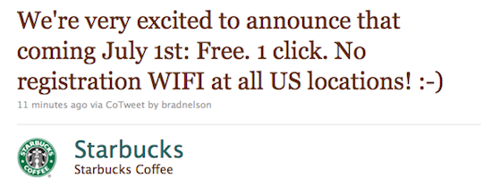 Starbucks free Wi-Fi