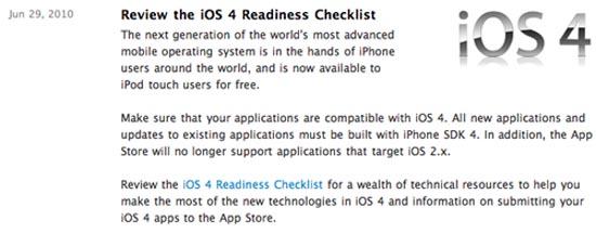 iOS 4 readiness checklist