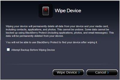 BlackBerry Protect wipe device