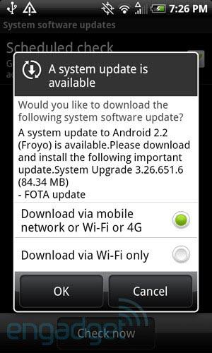 HTC EVO Froyo update