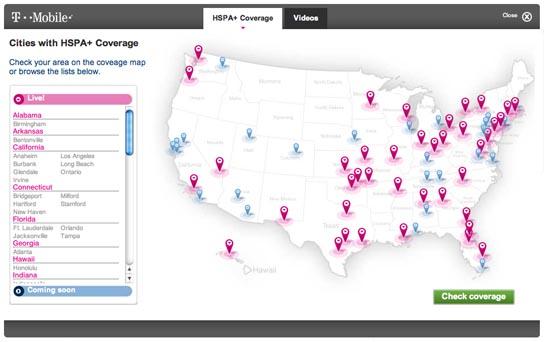 T-Mobile HSPA+ coverage