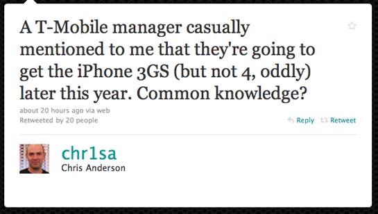 T-Mobile iPhone 3GS tweet