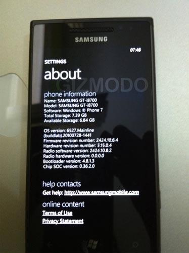 Samsung i8700 Windows Phone 7