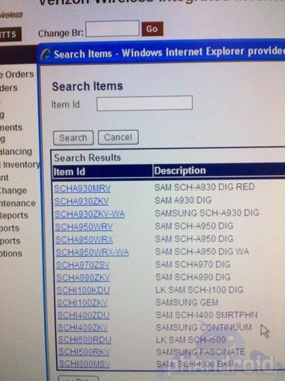 Samsung Continuum I400 Verizon inventory