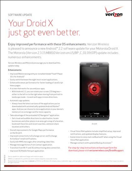 DROID X Android 2.2 Froyo