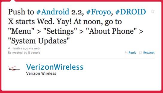 DROID X Android 2.2 Verizon Twitter