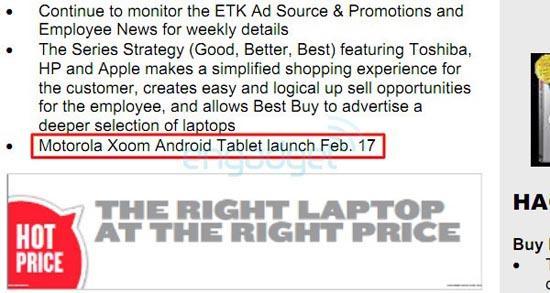 Motorola XOOM Best Buy launch date