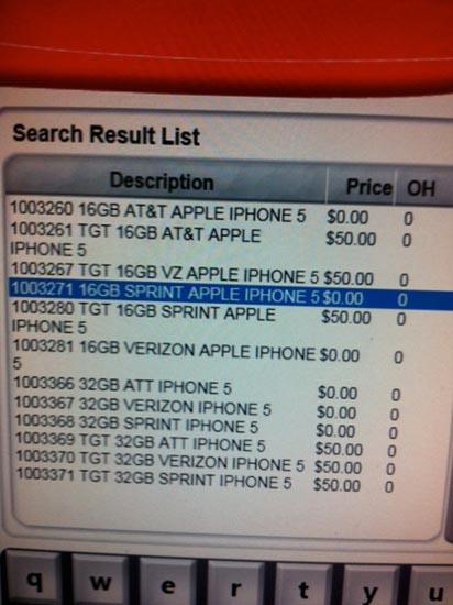 iPhone 5 Sprint Verizon AT&T RadioShack inventory