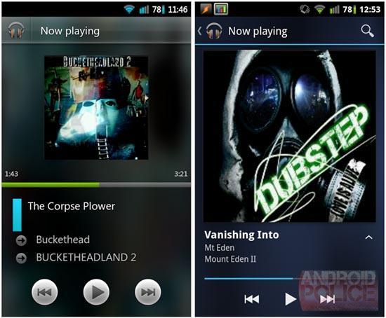 Android Ice Cream Sandwich Music app