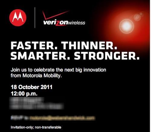 Motorola Verizon October 18 event invite