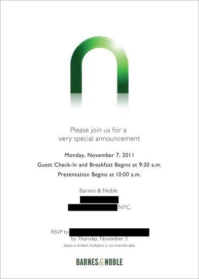 Barnes & Noble Nook event invite