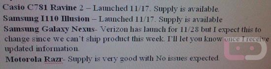 Verizon Galaxy Nexus launch leak