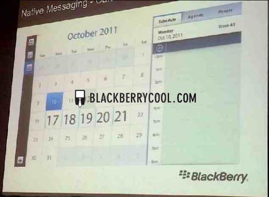 BlackBerry PlayBook calendar