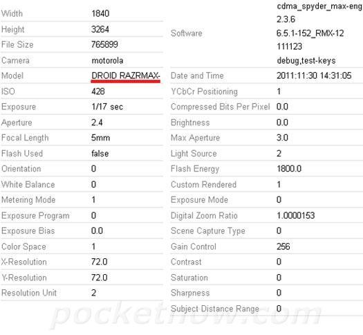 Motorola DROID RAZRMAX EXIF data