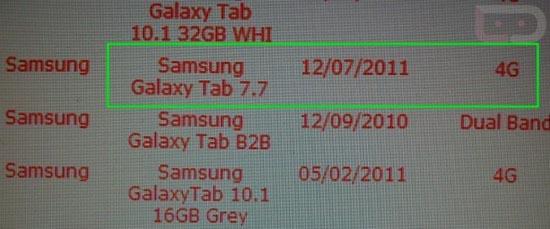 Samsung Galaxy Tab 7.7 4G LTE Verizon