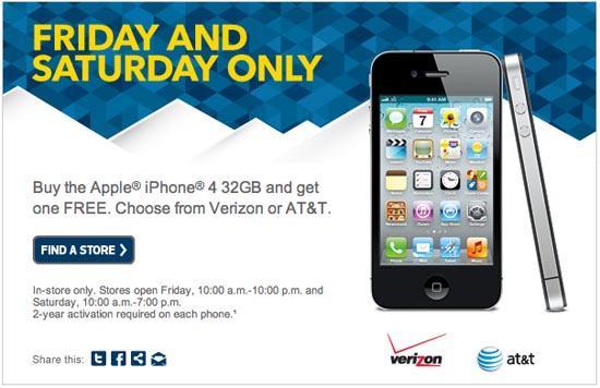 Best Buy 32GB iPhone 4 buy one get one free