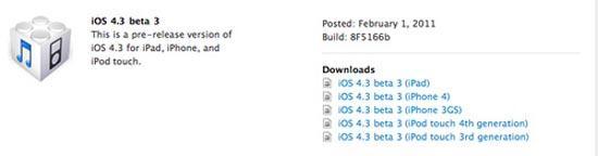 iOS 4.3 beta 3