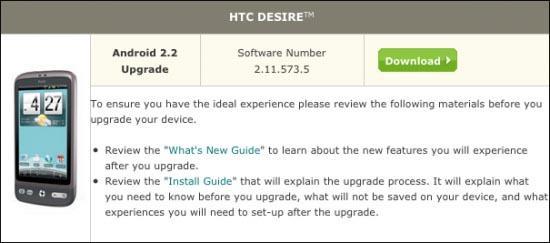 HTC Desire Froyo Android 2.2