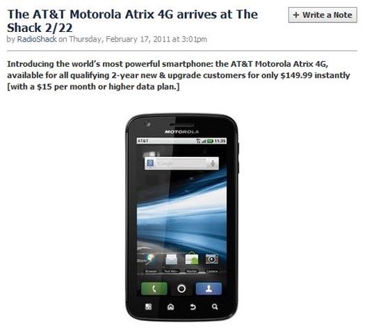Motorola Atrix 4G RadioShack