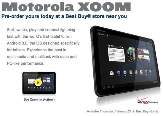 Motorola XOOM Best Buy pre-order