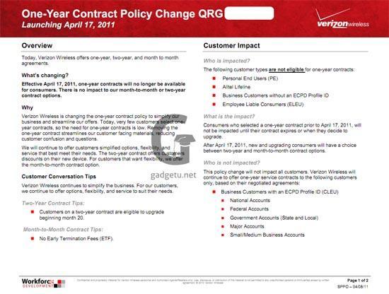 Verizon one-year contract