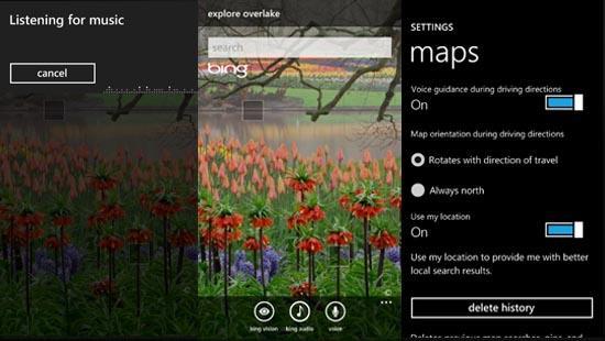 Windows Phone 7 Mango Bing Audio Bing Vision