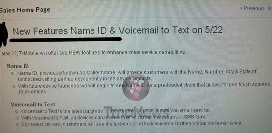 T-Mobile Name ID Voicemail to Text
