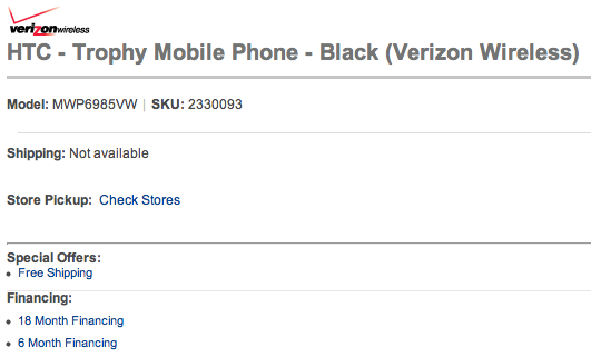 HTC Trophy Verizon Best Buy