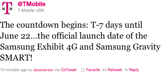 Samsung Exhibit 4G Gravity Smart launch date T-Mobile