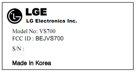 LG VS700 Optimus Slider FCC