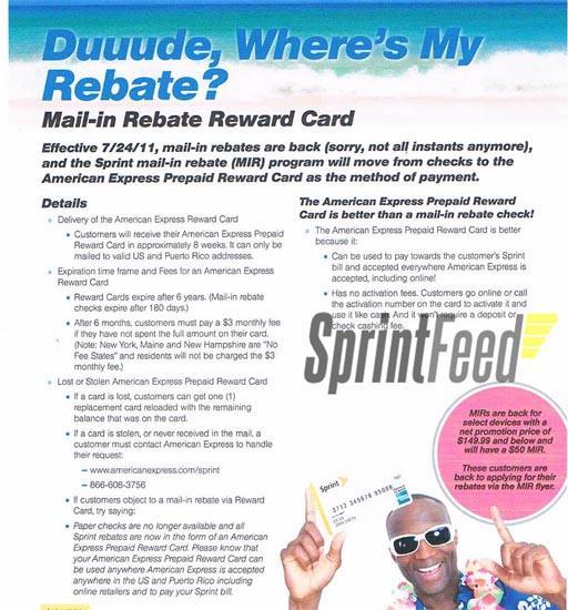 Sprint mail-in rebates return July 24