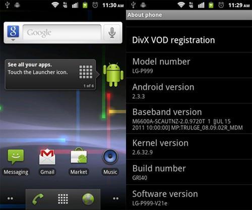 T-Mobile G2x Android 2.3 Gingerbread