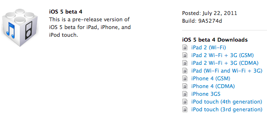 iOS 5 beta 4